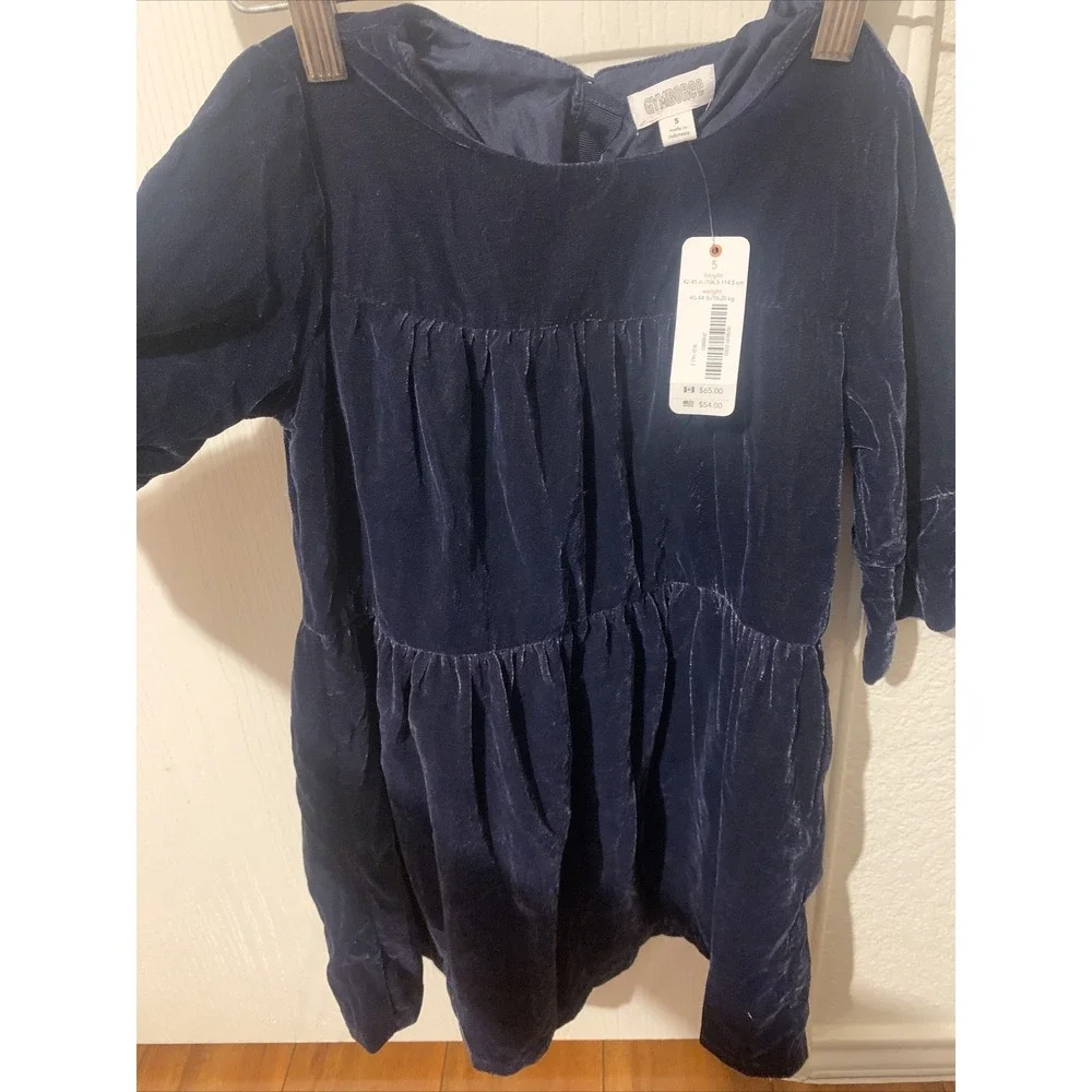 gymboree girls size 5 Velvet Blue Ruffled Christmas Dress NWT